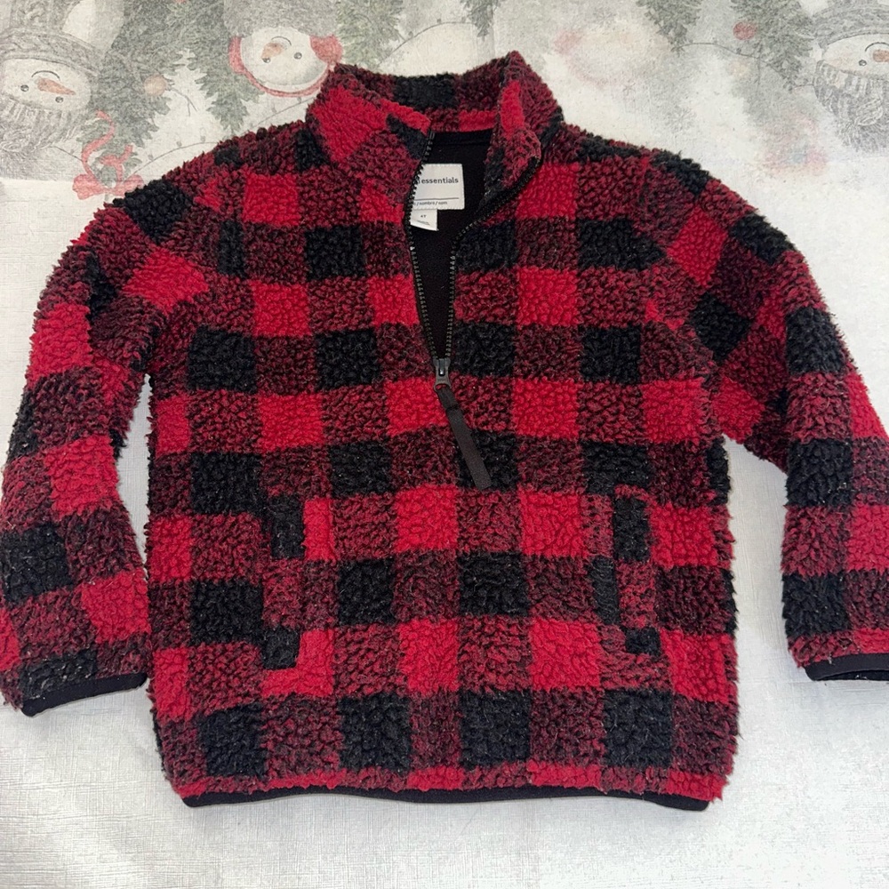 Amazon Essentials Red and Black Kids Fleece Jacket